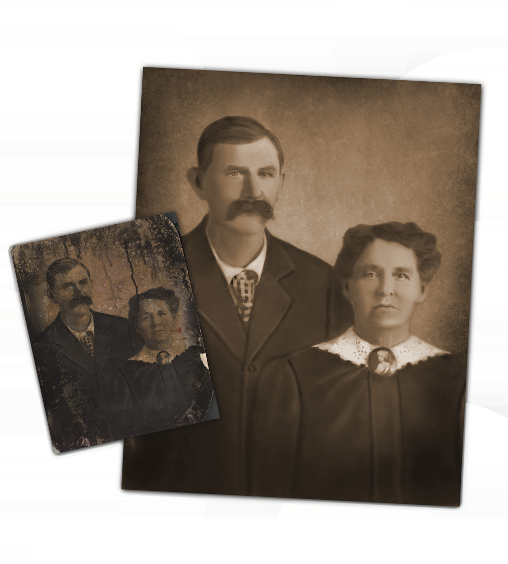 water damage on a photo repair by roots family history